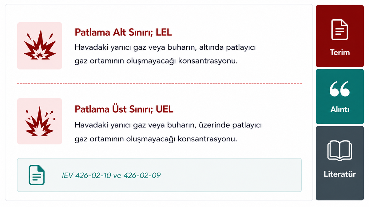 Alt patlama sınırı LEL ve üst patlama sınırı UEL açıklaması